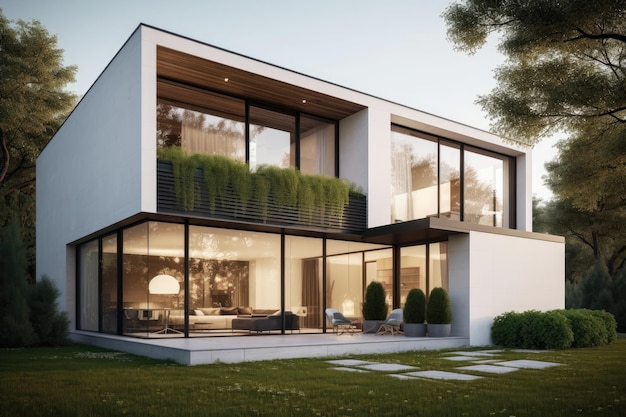 Minimalist Charm Modern House in Contemporary Lines generative IA