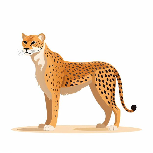 Minimalist Cheetah Vector Cartoon Character Illustration