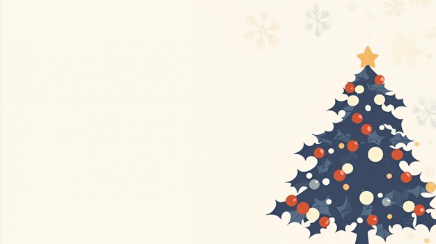 Photo minimalist christmas tree with snowflakes background