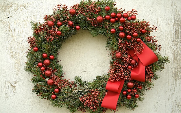 Minimalist Christmas Wreath with Green Holly Leaves and Red Berries Perfect for Festive and Holiday Decor Themes