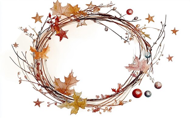 Photo minimalist christmas wreath with green holly leaves and red berries perfect for festive and holiday decor themes