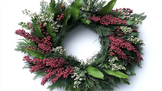 Minimalist Christmas Wreath with Green Holly Leaves and Red Berries Perfect for Festive and Holiday Decor Themes