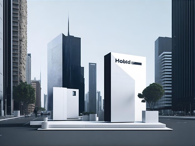 A minimalist cityscape empty mockup with sleek and minimalist buildings