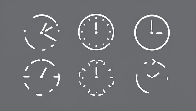 Minimalist clock icons representing time management concepts