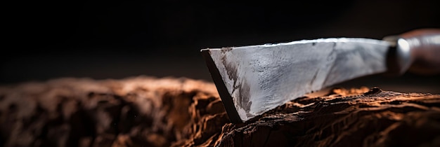 Minimalist Closeup of a Rustic Ax Blade A Testament to Power Precision and Craftsmanship