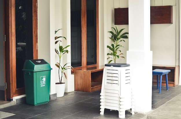 Minimalist coffee shop tables and chairs