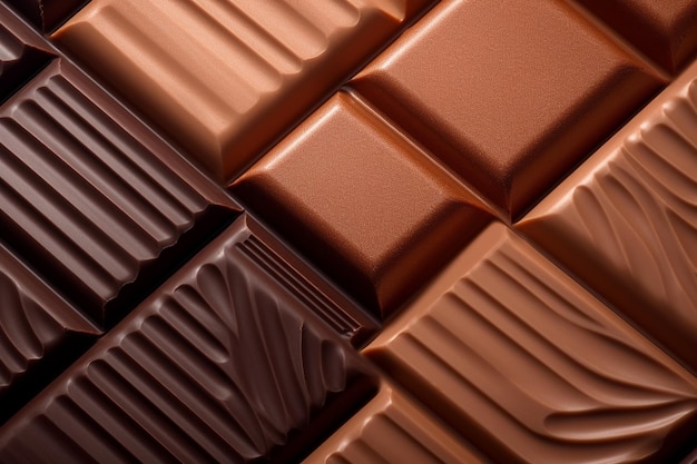 Minimalist composition of chocolate bars arranged in a grid pattern