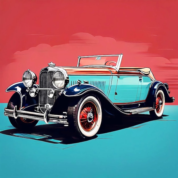 minimalist composition of a vintage car