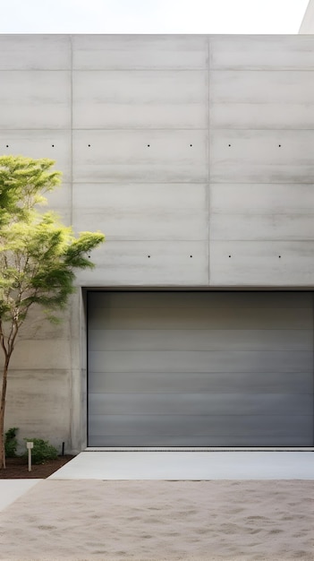 Photo minimalist concrete garage door in sleek architectural facade