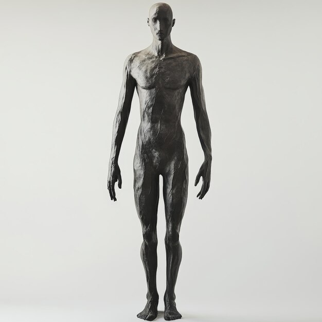 Photo a minimalist contemporary sculpture of a male figure standing against a stark white backgroun