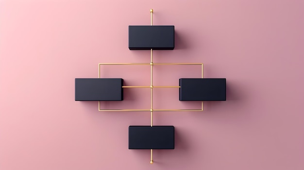 Photo minimalist corporate hierarchy chart with pastel gold and black tones