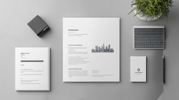 Photo minimalist corporate stationery mockup