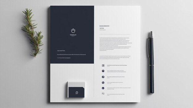 Photo minimalist corporate stationery mockup