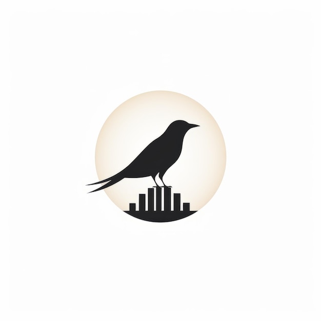 Minimalist Crow Logo Design With Stones Vector Illustration