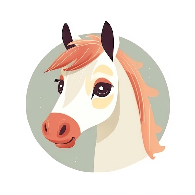 Minimalist Cute Horse Digital Drawing on White Background