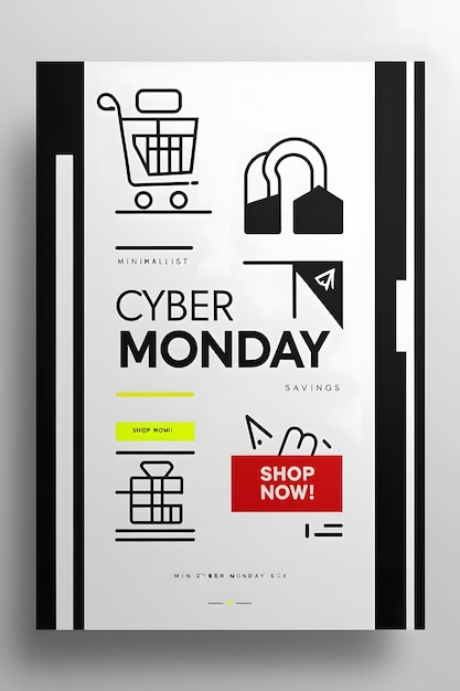 Minimalist Cyber Monday Promotion Sharp Typography and Simplified Icons