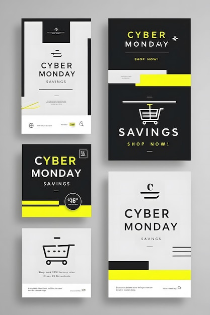 Minimalist Cyber Monday Promotion Sharp Typography and Simplified Icons