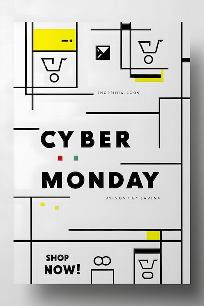 Photo minimalist cyber monday promotion sharp typography and simplified icons