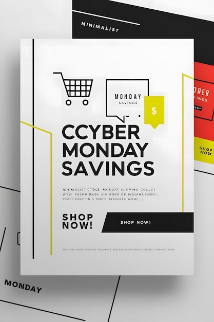 Minimalist Cyber Monday Promotion Sharp Typography and Simplified Icons