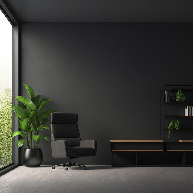 Minimalist dark office wall for logo mockup