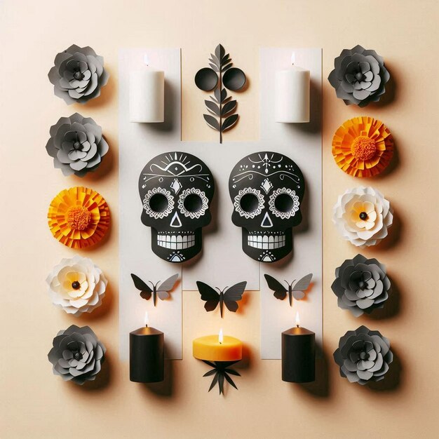 Photo minimalist day of the dead decorations elements