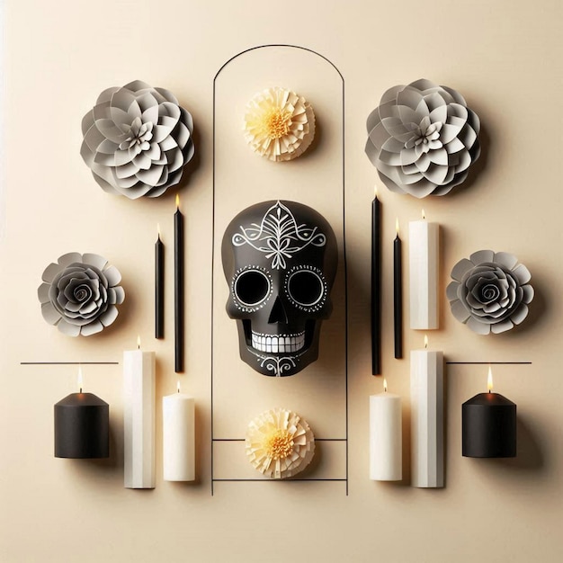 Photo minimalist day of the dead decorations elements