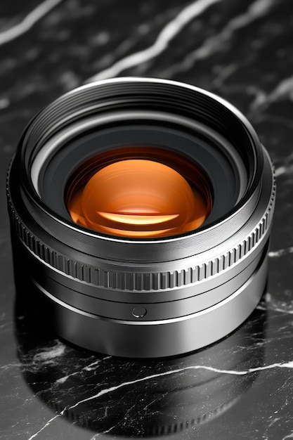 Photo a minimalist design of a camera lens with smooth metallic surfaces and sharp reflections