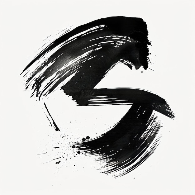 A minimalist design featuring a C brush strokes in black arranged on an isolated white background