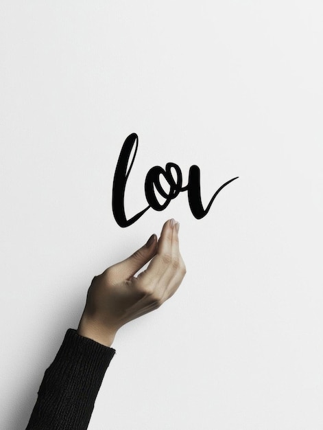 Photo a minimalist design featuring the word love written in a delicate cursive font