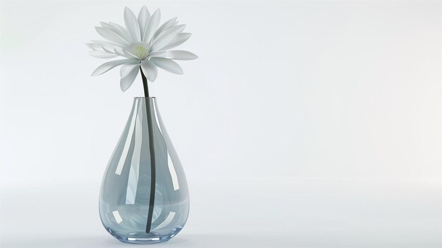 Minimalist design with a single white flower in a glass vase