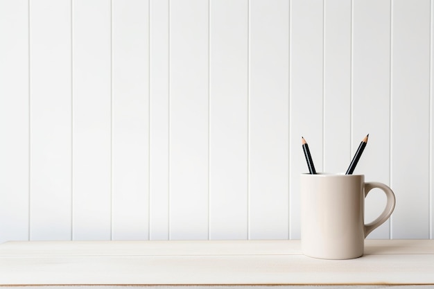 Minimalist Desk Decor with Pencil Holder and Coffee Mug