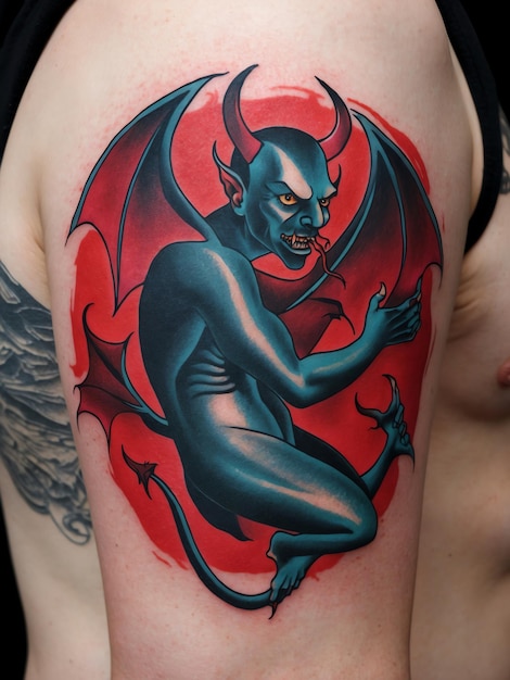 Photo minimalist devil tattoo art for body ink