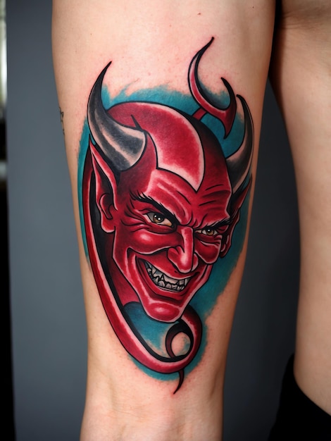 Photo minimalist devil tattoo art for body ink