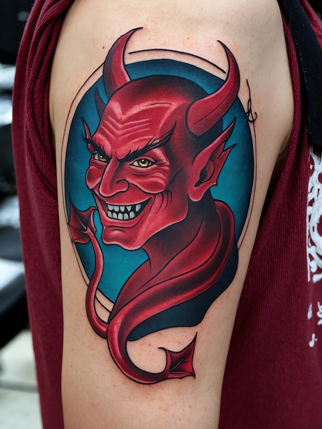 Minimalist Devil Tattoo Art for Body Ink