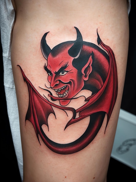 Minimalist Devil Tattoo Art for Body Ink