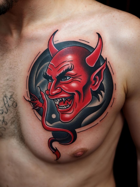 Photo minimalist devil tattoo art for body ink