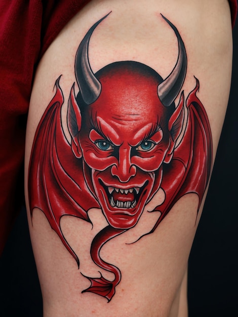 Photo minimalist devil tattoo art for body ink