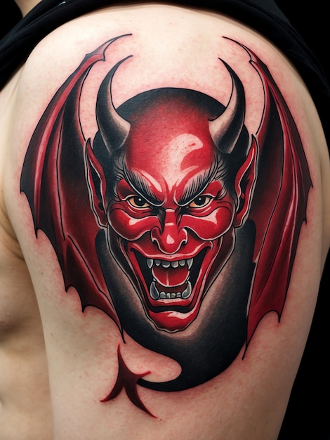 Photo minimalist devil tattoo art for body ink