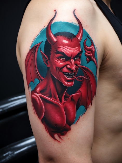 Photo minimalist devil tattoo art for body ink