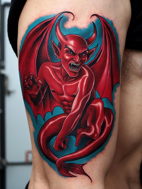 Photo minimalist devil tattoo art for body ink