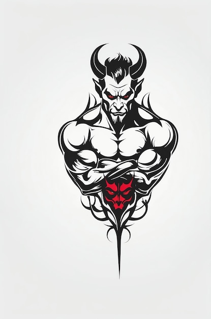 Photo minimalist devil tattoo art for body ink