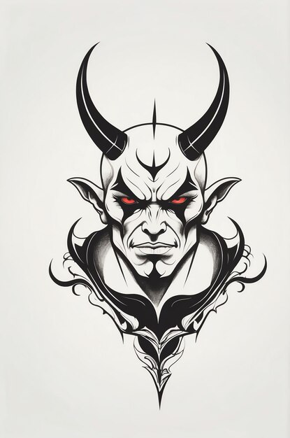 Photo minimalist devil tattoo art for body ink