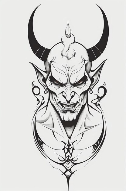 Photo minimalist devil tattoo art for body ink