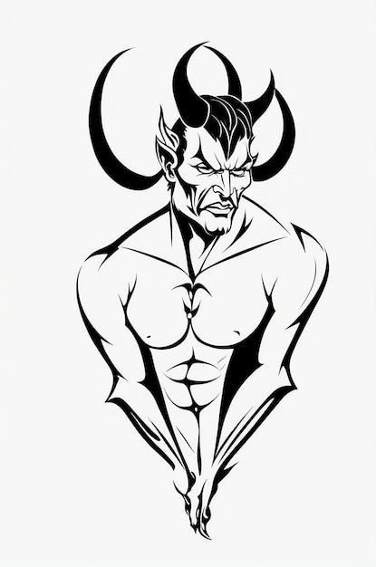 Photo minimalist devil tattoo art for body ink