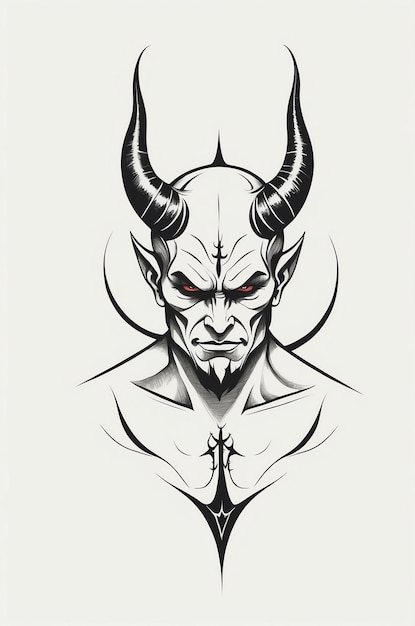 Photo minimalist devil tattoo art for body ink