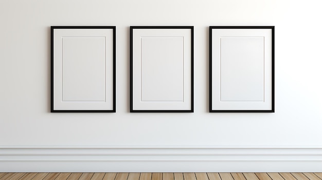 Minimalist display of black rectangular frames aligned in a grid pattern on a white wall emphasizing simplicity and modern geometric design for contemporary interior spaces