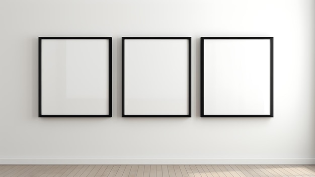 Minimalist display of black rectangular frames aligned in a grid pattern on a white wall emphasizing simplicity and modern geometric design for contemporary interior spaces