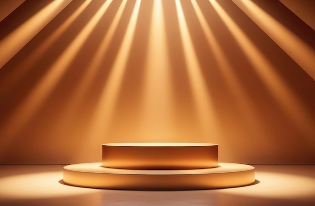 minimalist display podium abstract background for cosmetic products in golden tones