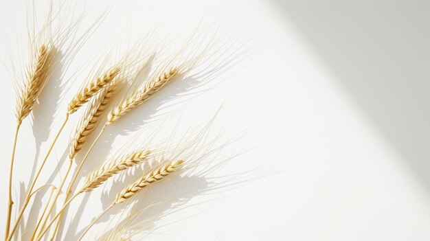 Minimalist elegant composition of wheat Light background strong shadows Aesthetic Generative AI