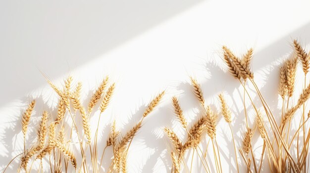 Minimalist elegant composition of wheat Light background strong shadows Aesthetic Generative AI